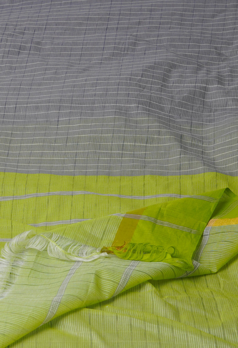 Grey Pure Handloom Mangalagiri Cotton Saree-UNM70973