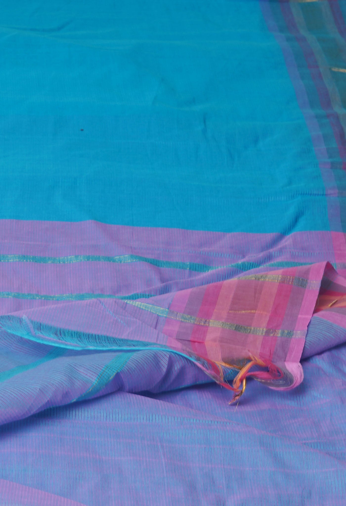 Blue Pure Handloom Mangalagiri Cotton Saree-UNM70982