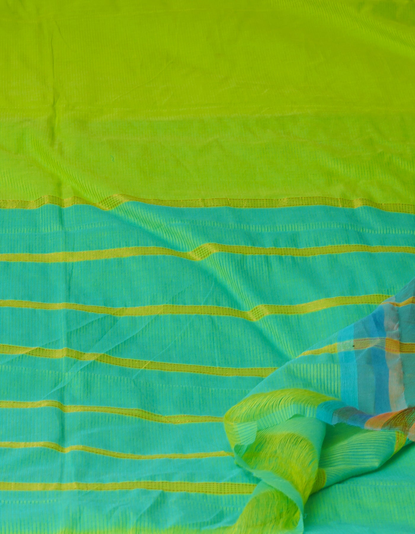 Parrot GreenPure Handloom Mangalagiri Cotton Saree-UNM70983