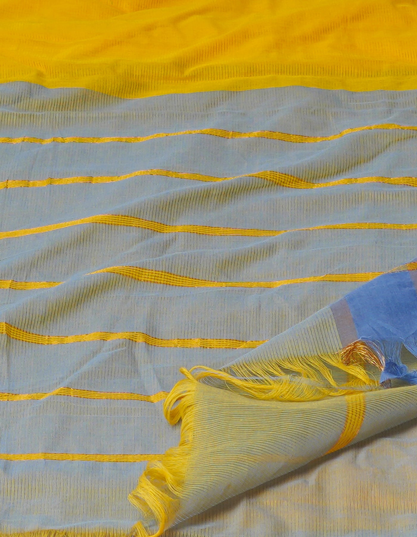 Yellow Pure Mangalagiri Cotton Saree