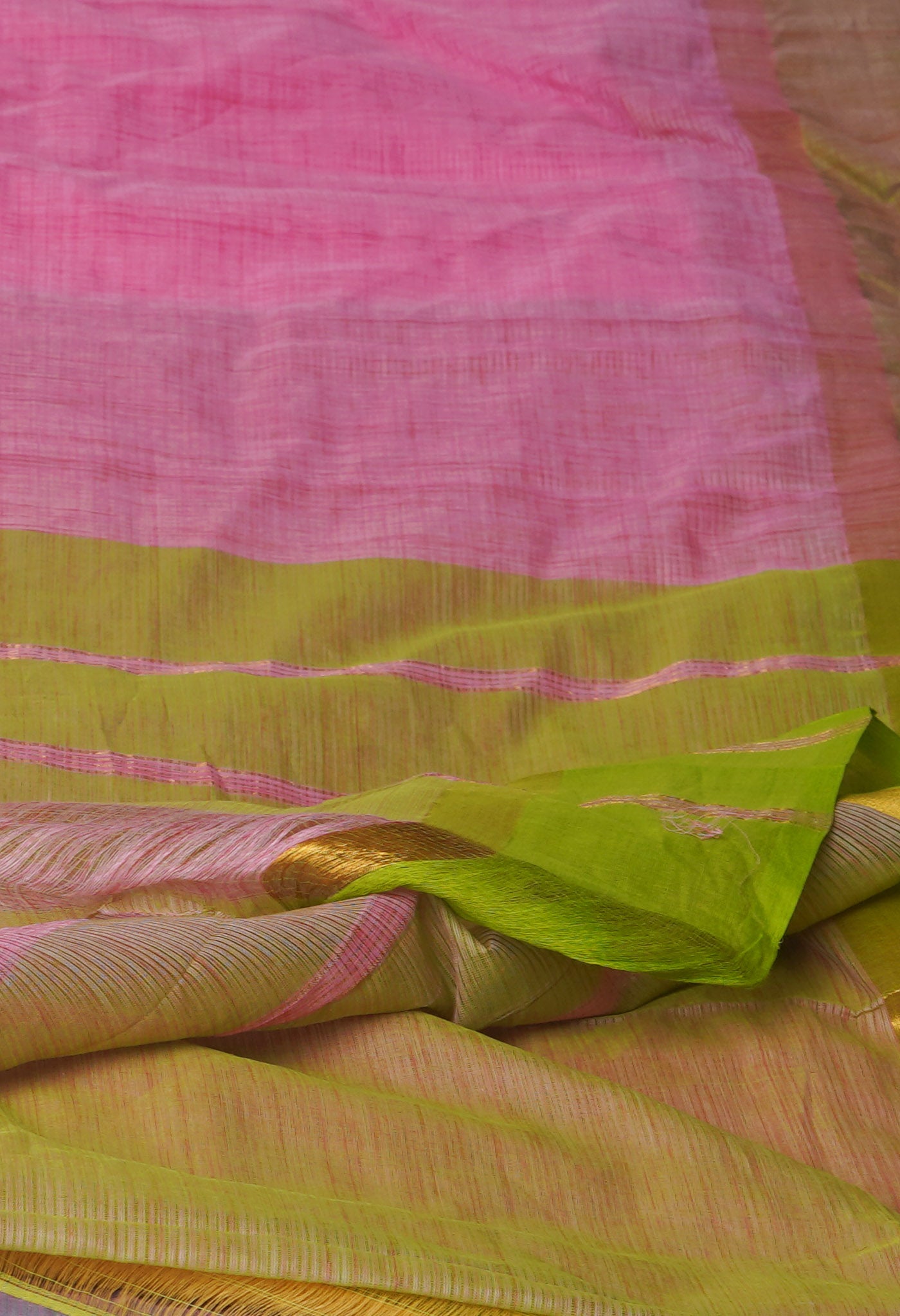 Pink Pure Handloom Mangalagiri Cotton Saree-UNM70990