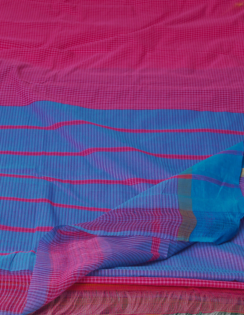 Pink Pure Handloom Mangalagiri Cotton Saree-UNM70996