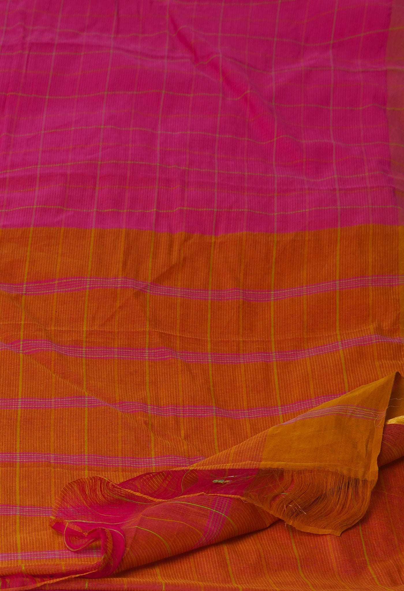 Pink Pure Handloom Mangalagiri Cotton Saree-UNM71003