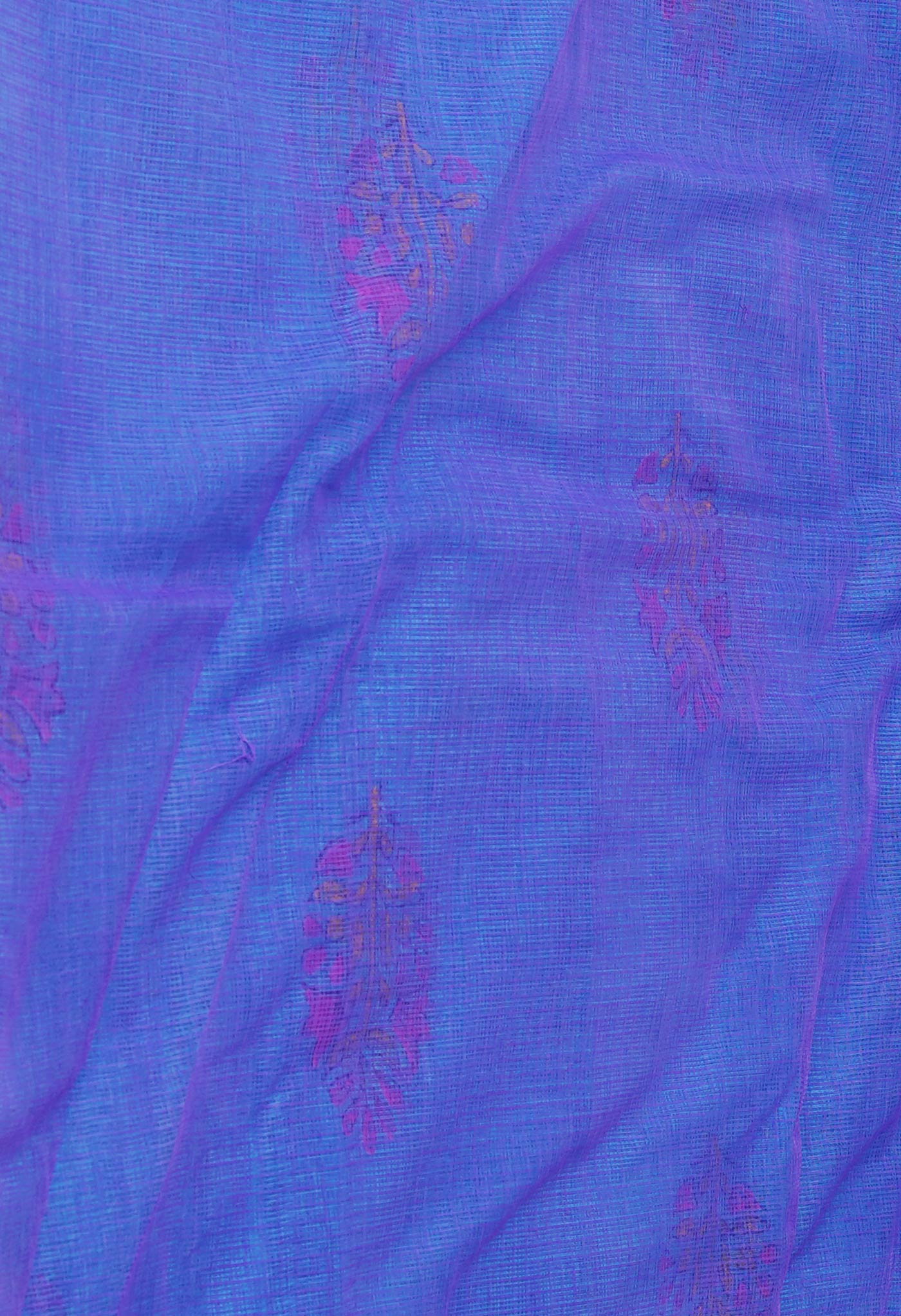 Blue Pure Block Printed Kota Cotton Sarees-UNM71083