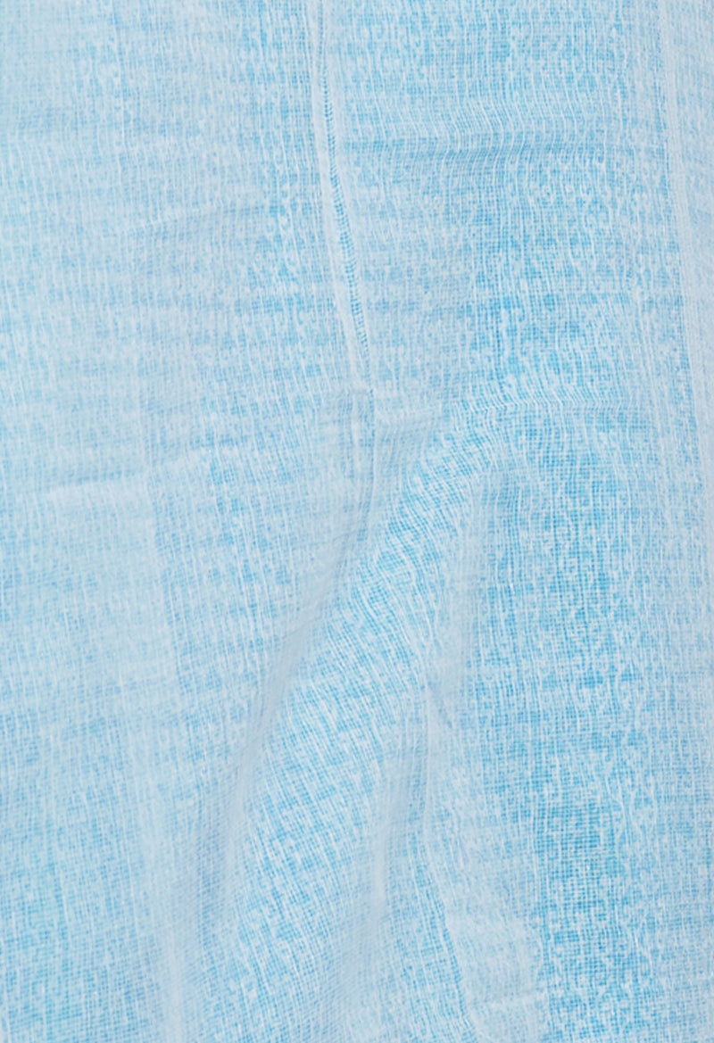 Blue Pure Block Printed Kota Cotton Saree- UNM71115