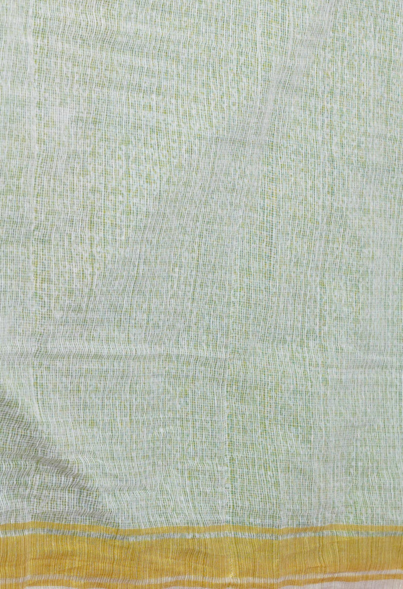 Green Pure Block Printed Kota Cotton Saree- UNM71120