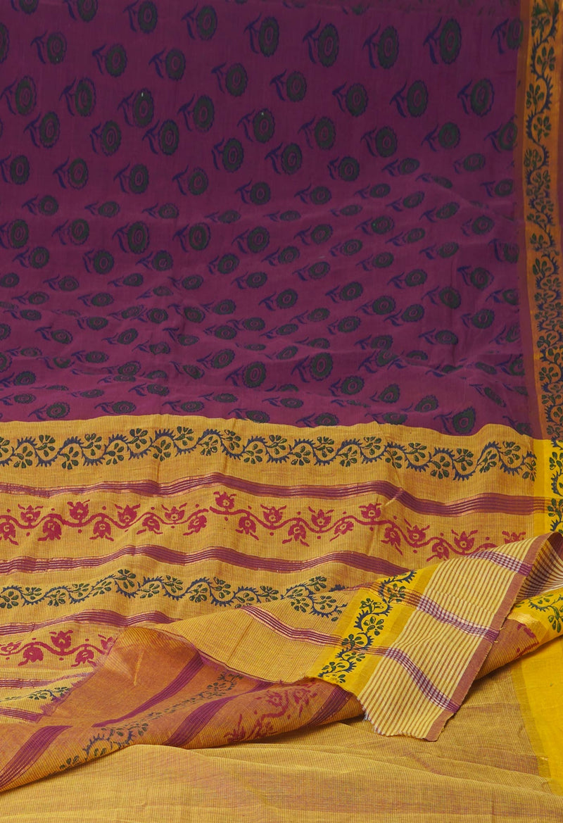 Purple Mangalagiri Cotton Saree-UNM71180
