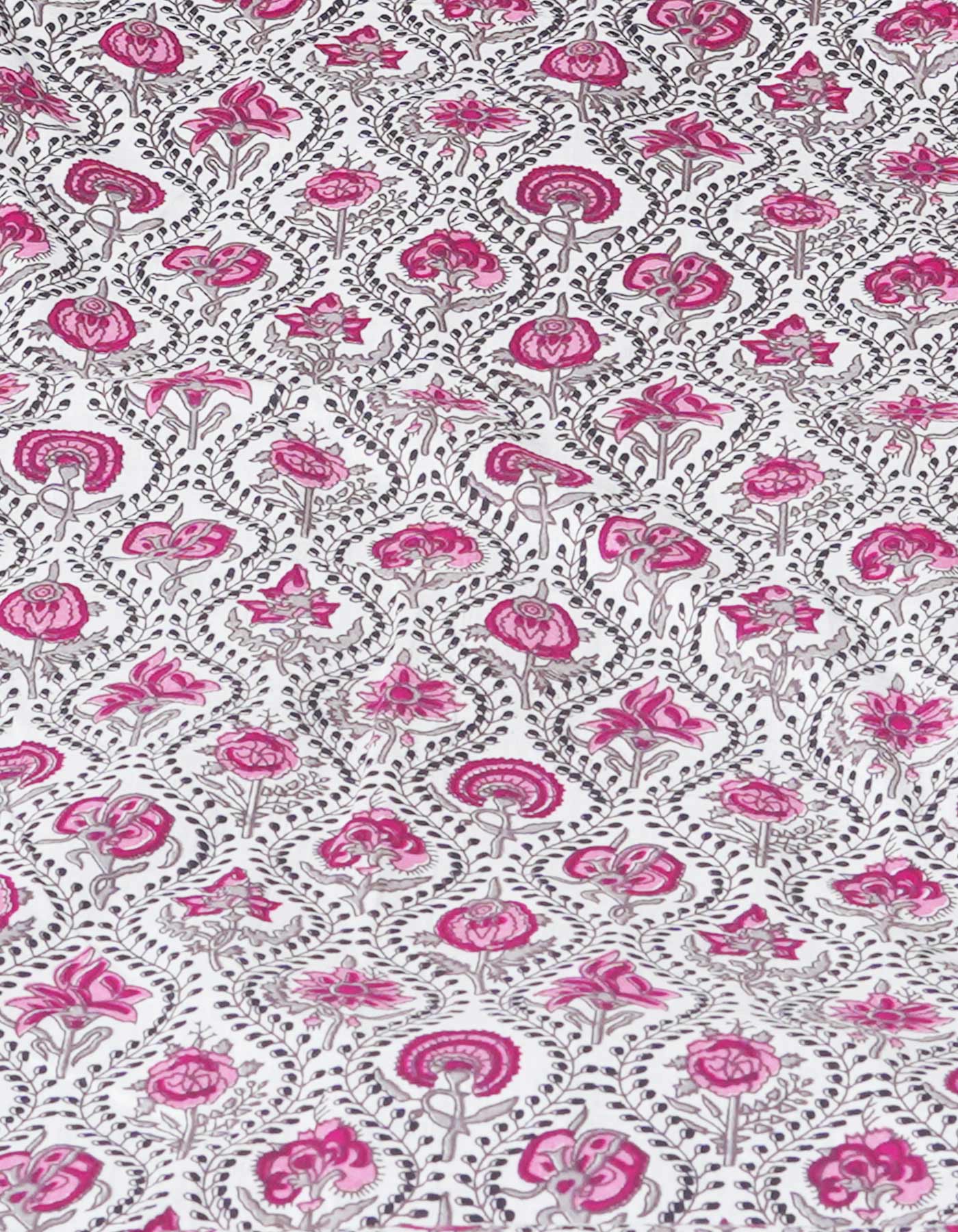 Grey Pure Kota Block Printed Cotton Saree-UNM71238