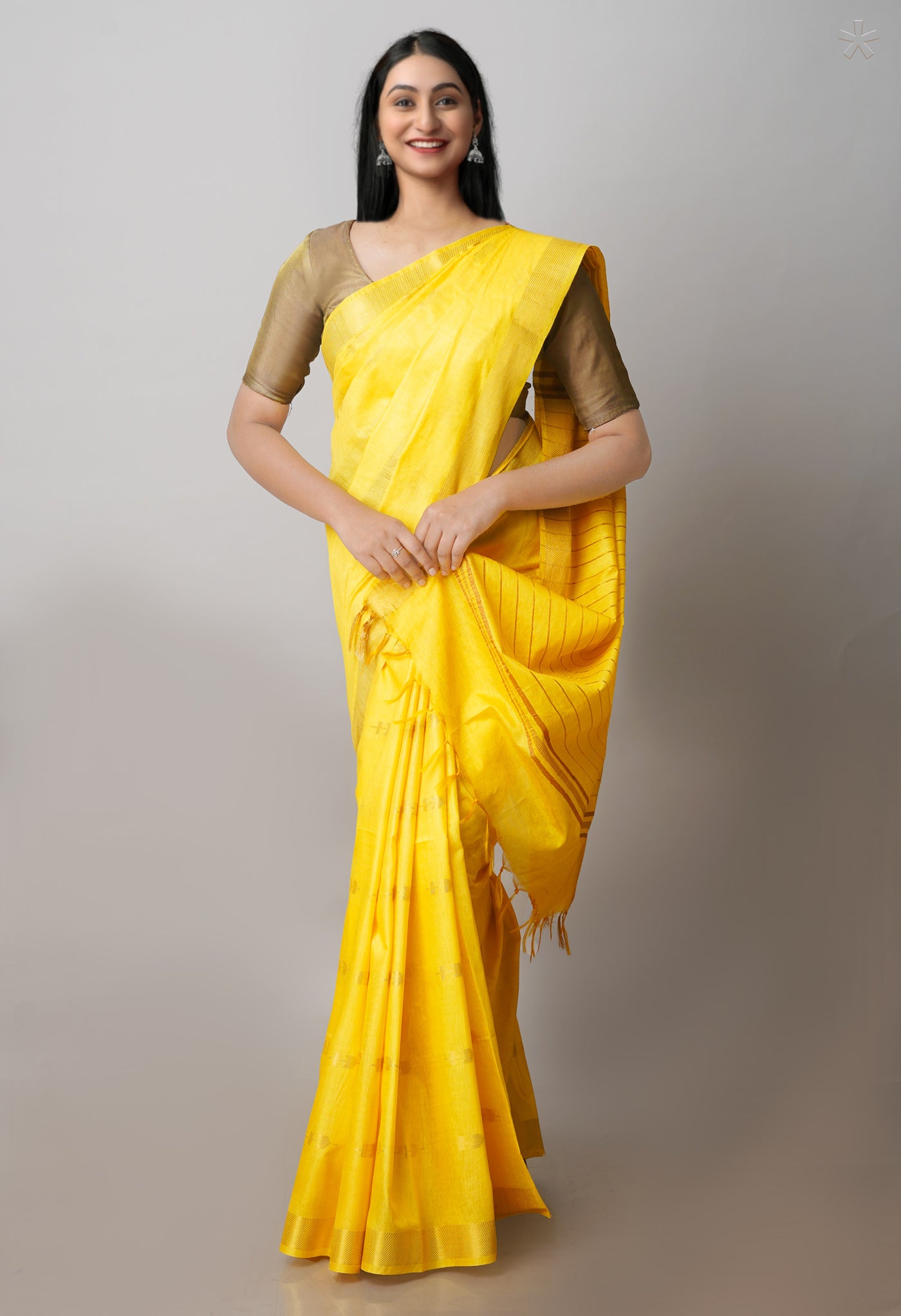 Yellow Chanderi Sico Saree-UNM71249