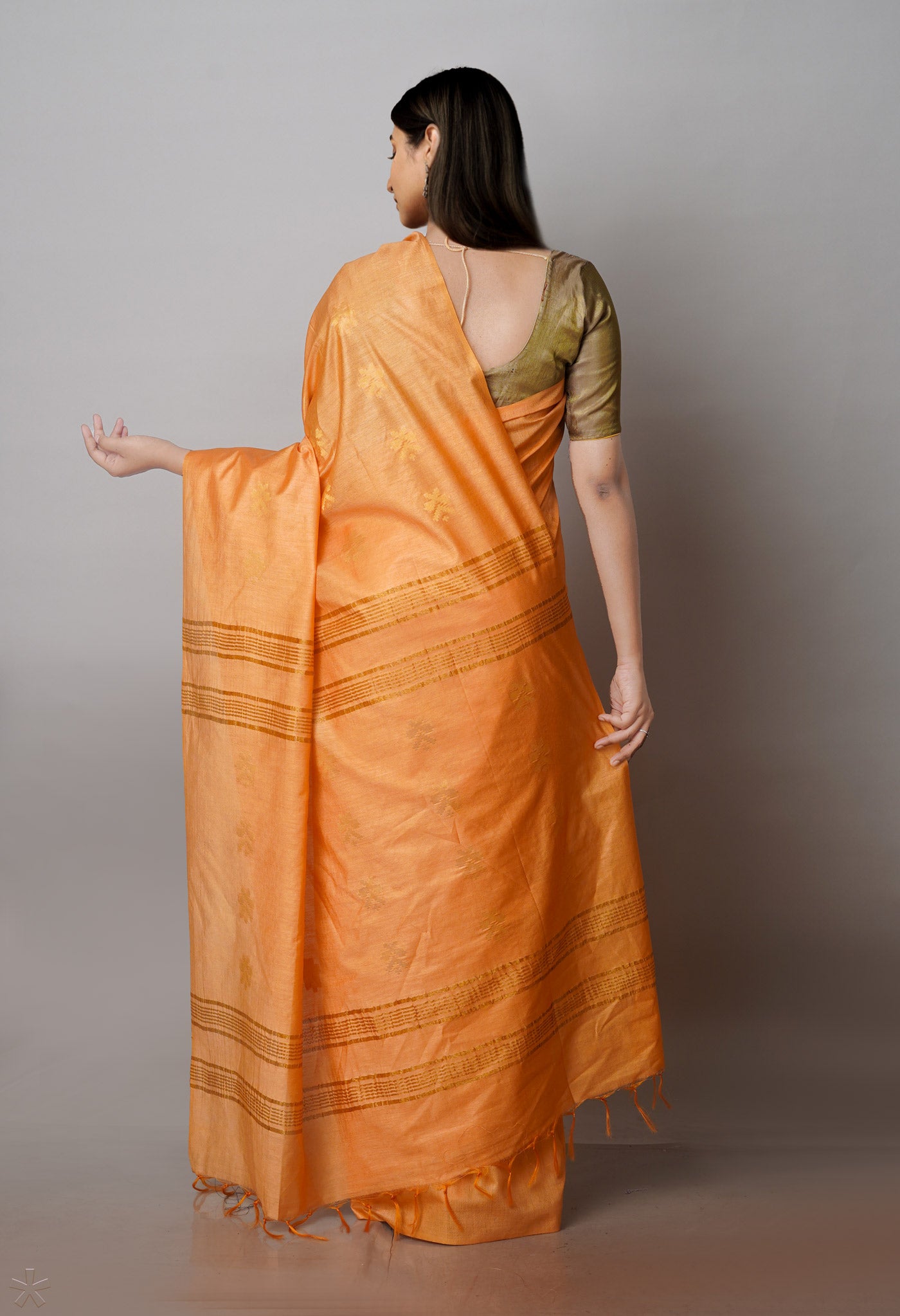 Orange Chanderi Sico Saree-UNM71265
