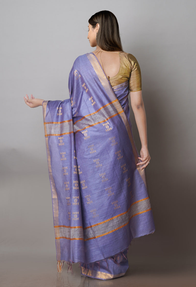 Steel Blue Chanderi Sico Saree- UNM71276