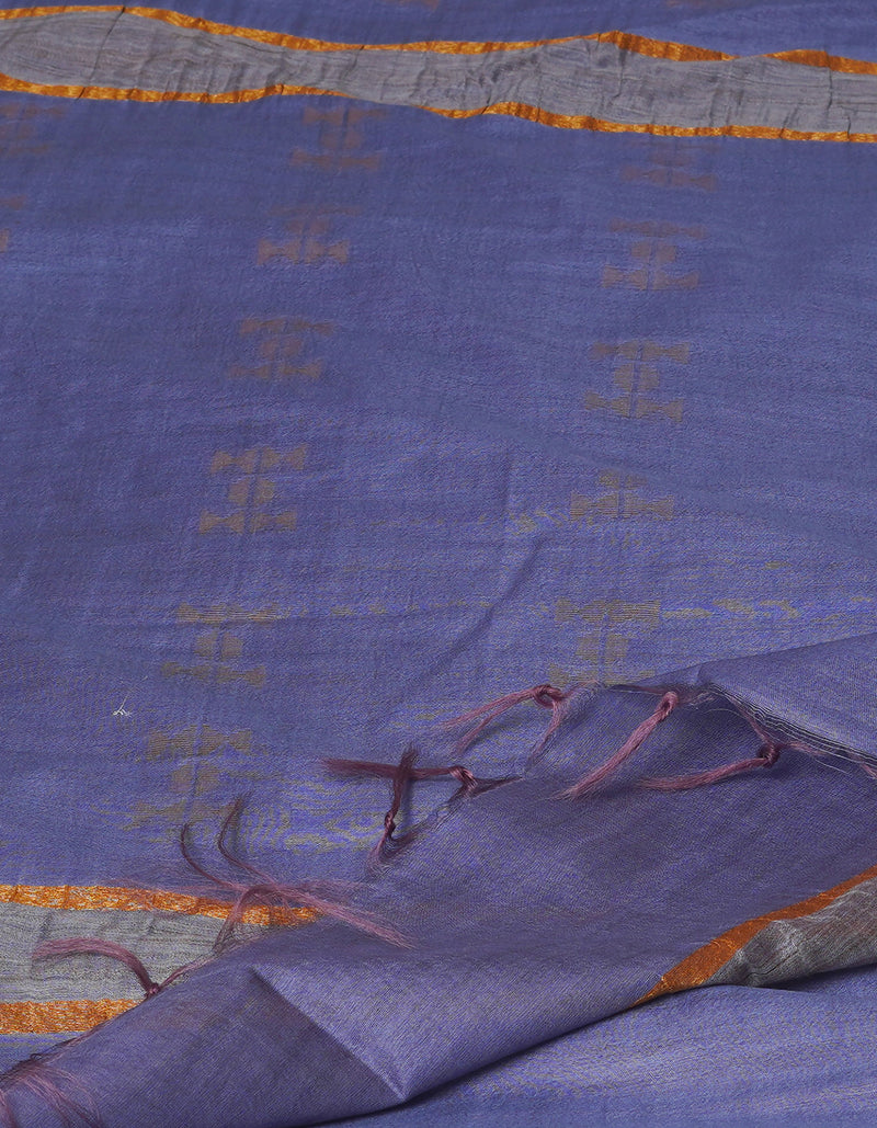 Steel Blue Chanderi Sico Saree- UNM71276