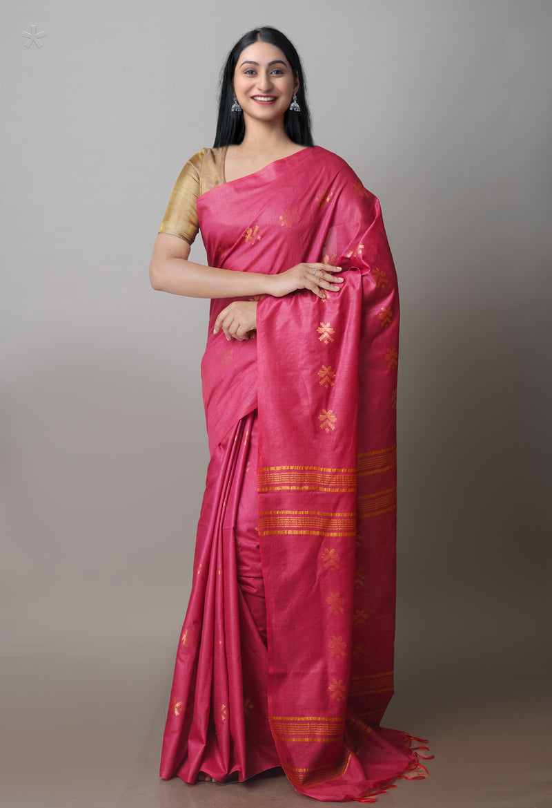 Red Wood Chanderi Sico Saree-UNM71279