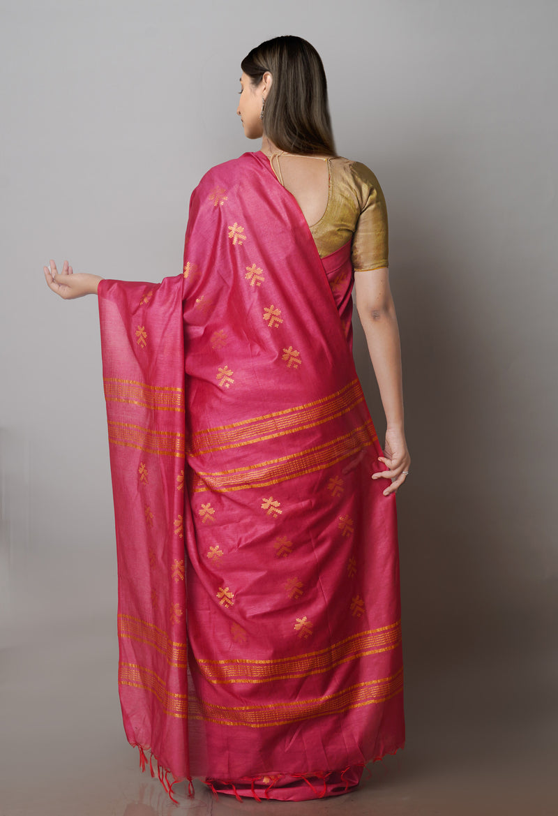 Red Wood Chanderi Sico Saree-UNM71279