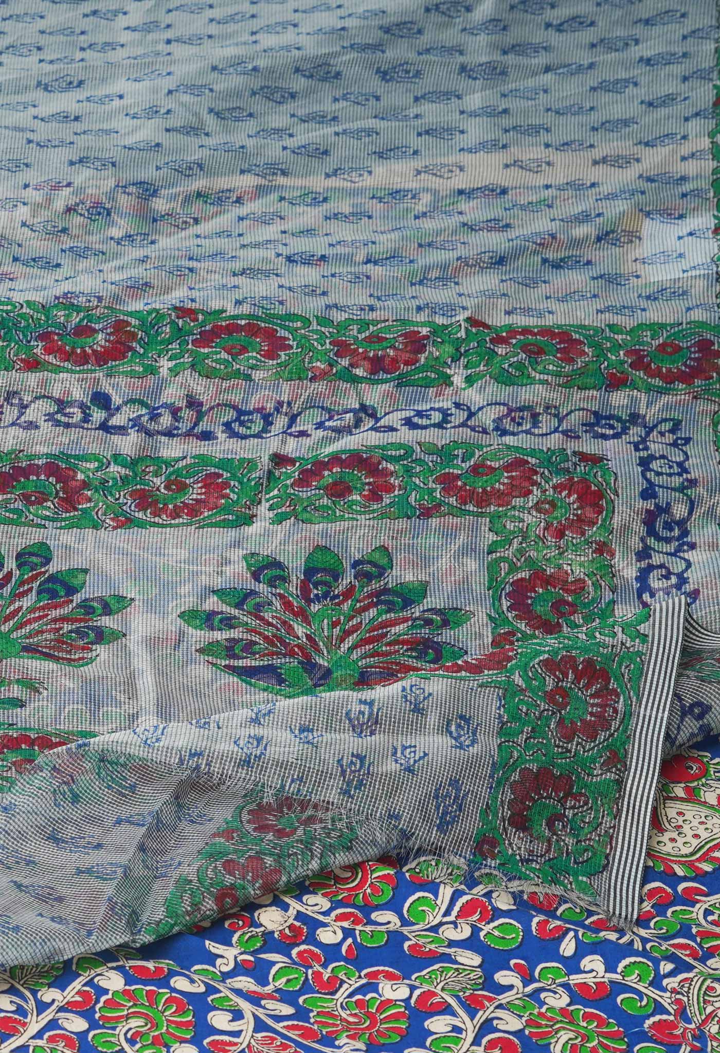 Biege Block Printed Supernet Saree-UNM71291