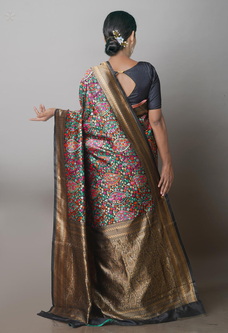 Black Banarasi Silk Saree-UNM71370