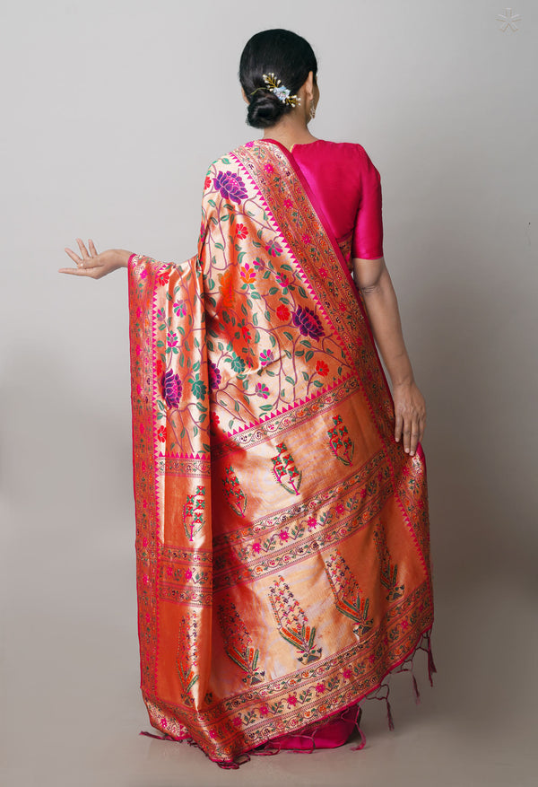 Pink Banarasi Silk Saree-UNM71380