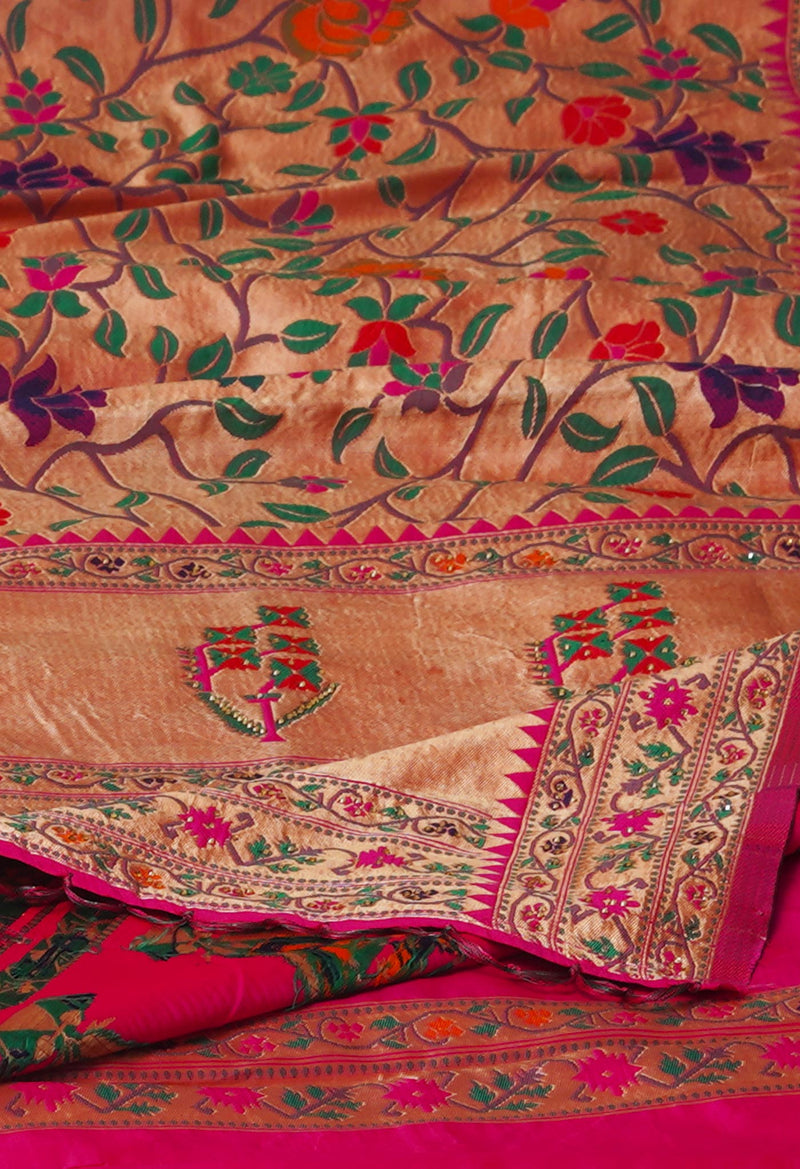Pink Banarasi Silk Saree-UNM71380