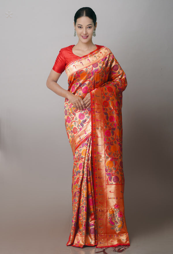 Red Banarasi Silk Saree-UNM71381