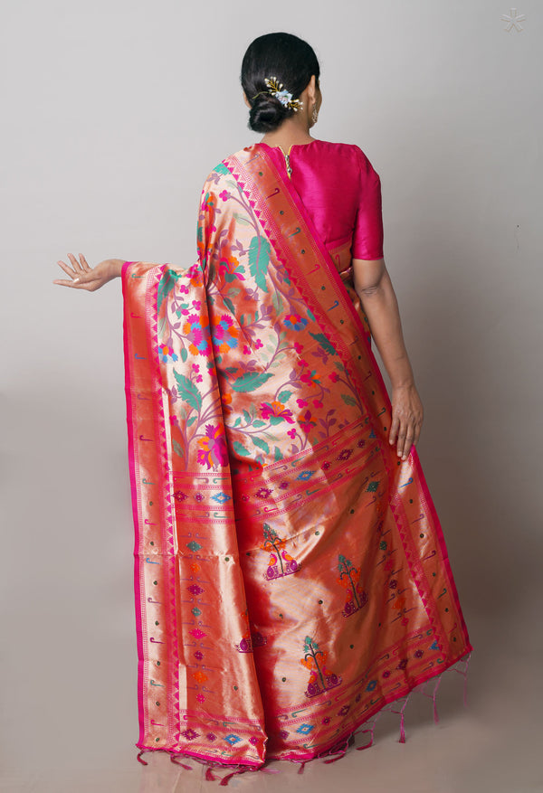 Pink Banarasi Silk Saree-UNM71383