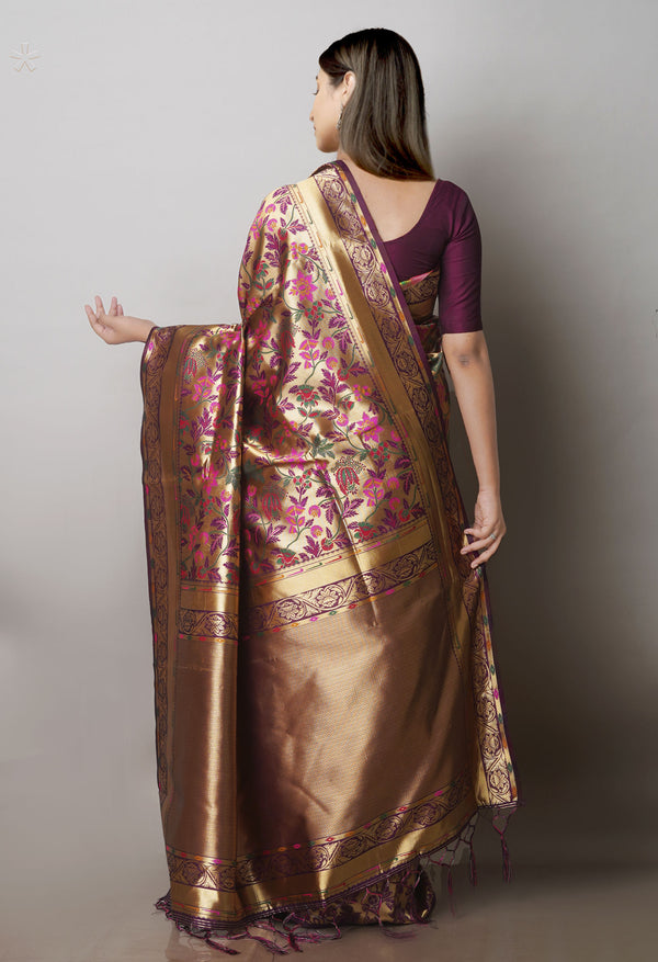 Gold  Banarasi Silk Saree-UNM71384