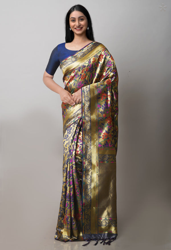 Gold  Banarasi Silk Saree-UNM71385