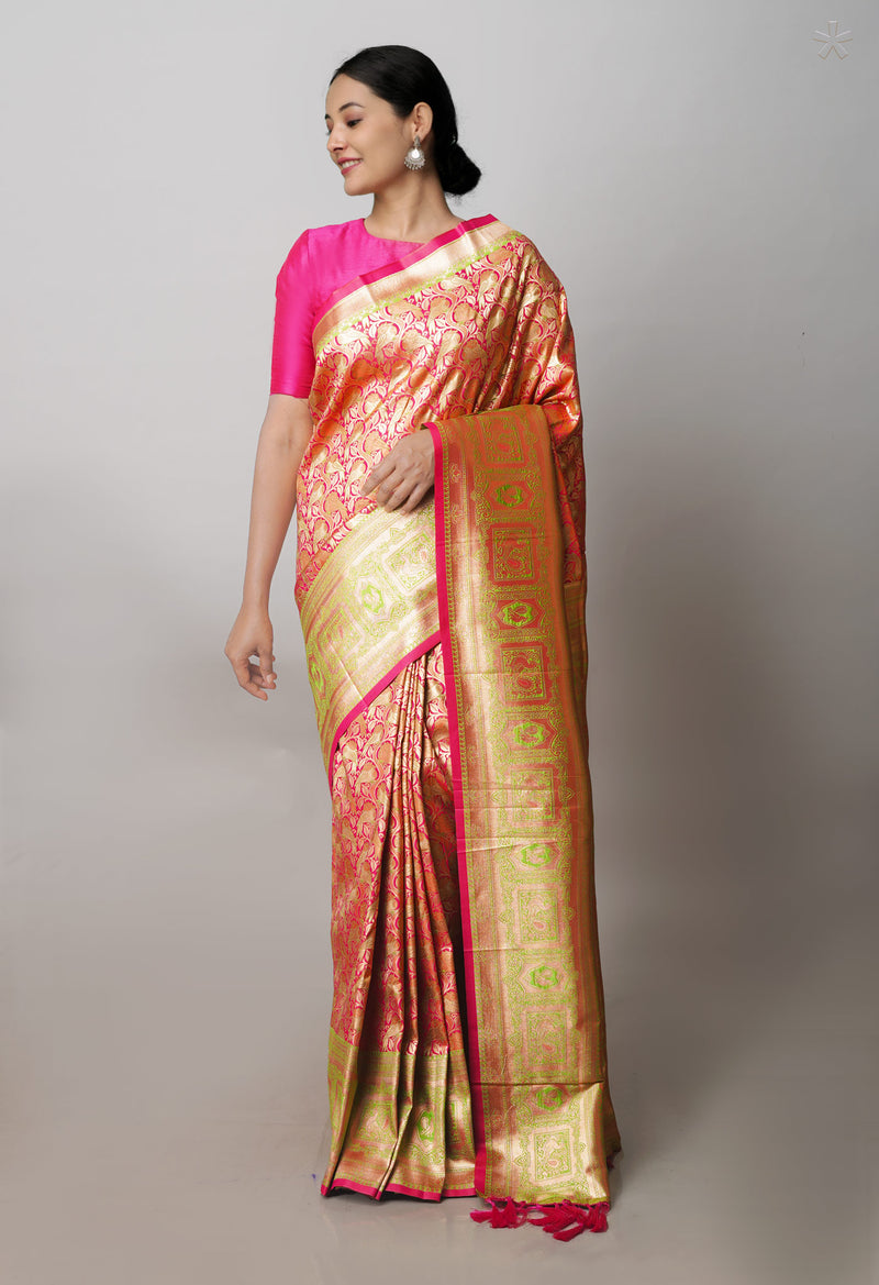 Pink  Kanjivaram Silk Saree-UNM71393