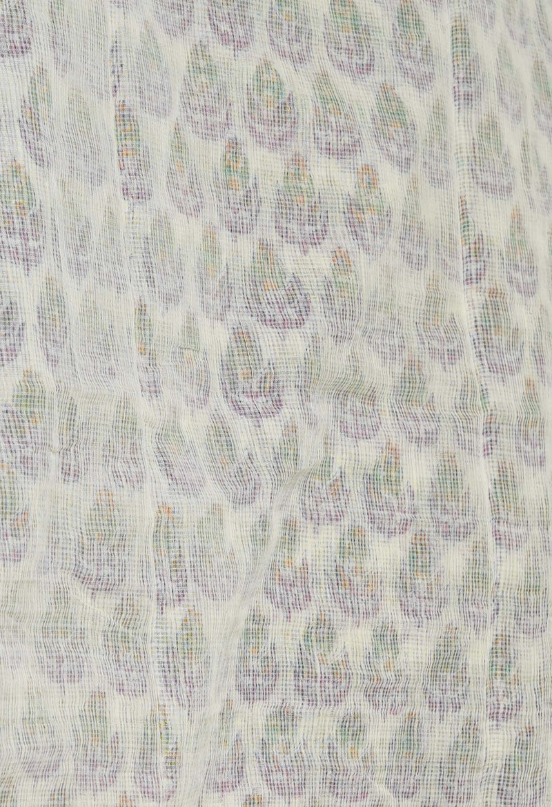 White Pure  Block Printed Kota  Cotton Saree-UNM71402