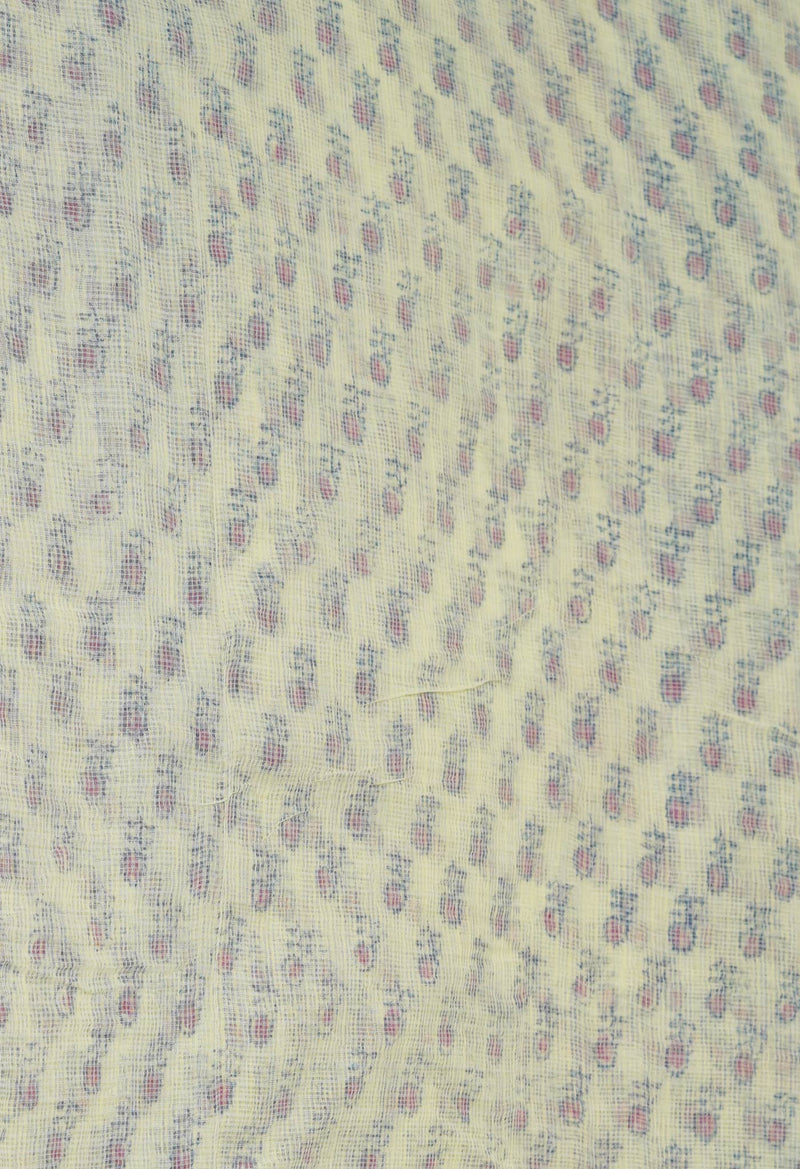 Cream Pure  Block Printed Kota  Cotton Saree-UNM71409