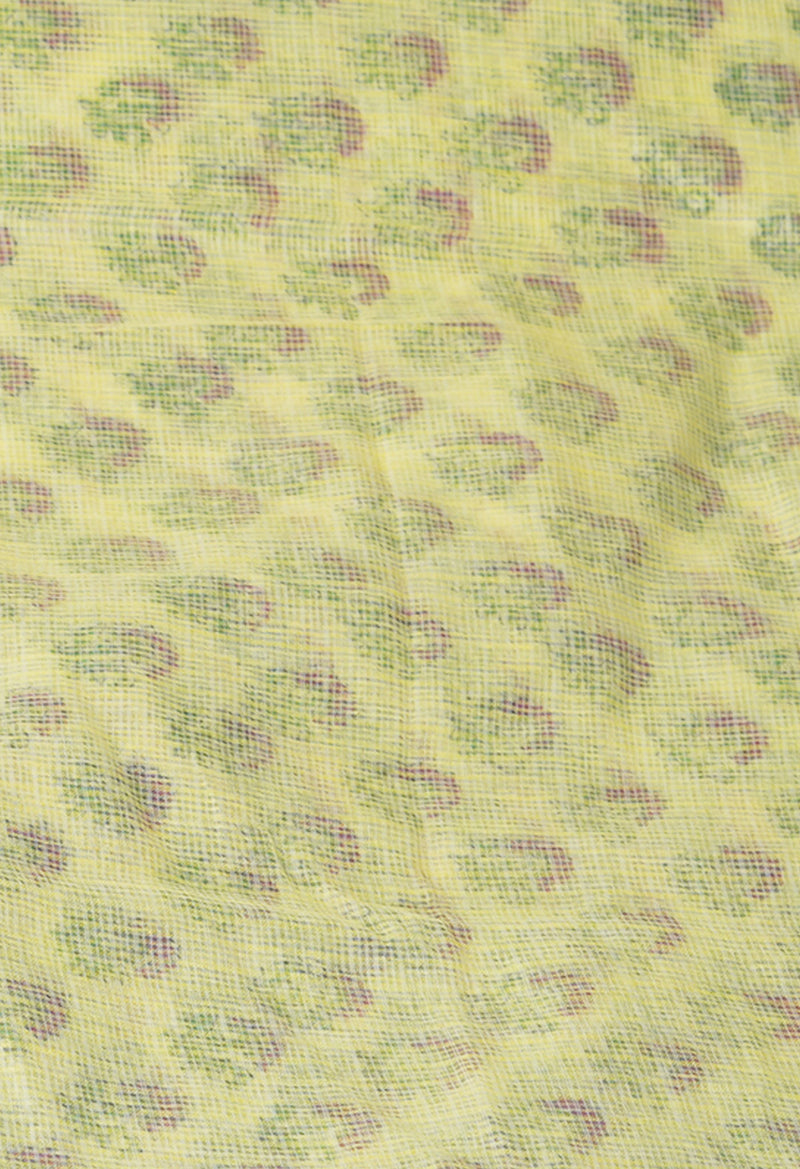 Pista Green Pure  Block Printed Kota  Cotton Saree-UNM71413