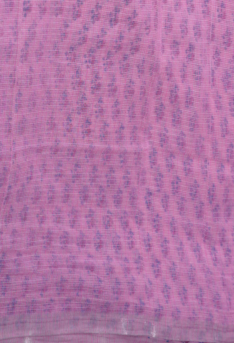 Baby Pink Pure  Block Printed Kota  Cotton Saree-UNM71420