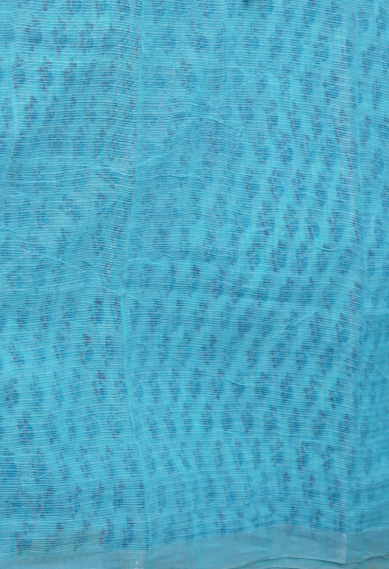 Blue Pure  Block Printed Kota  Cotton Saree-UNM71427