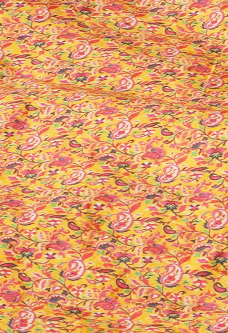 Cream  Kalamkari Printed Soft Silk Saree With Chips and Hand Kantha work-UNM71455