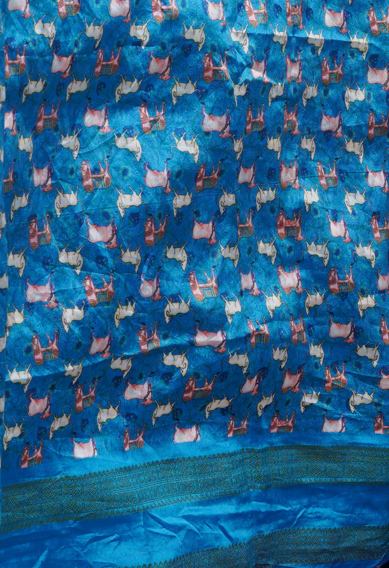 Pink  Kalamkari Printed Soft Silk Saree With Chips and Hand Kantha work-UNM71457