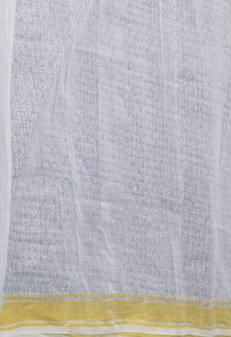 Grey Pure Block Printed Kota Cotton Saree-UNM71483
