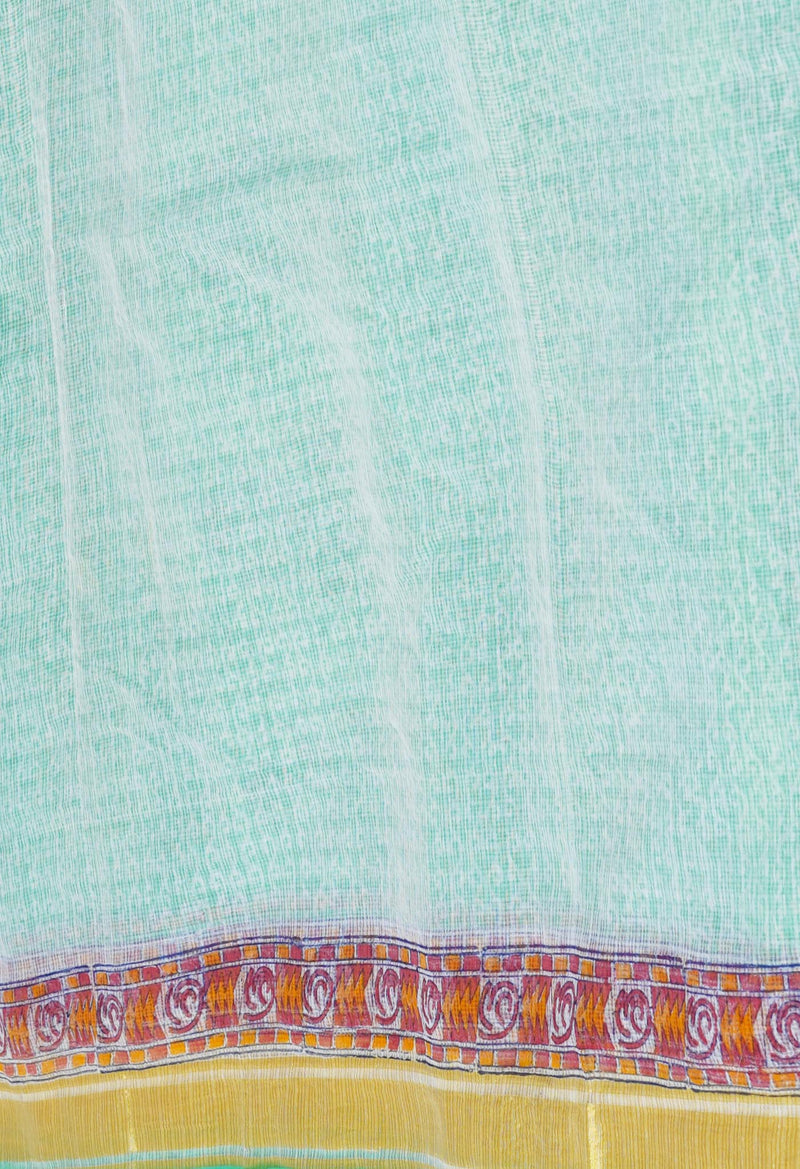 Green Pure Block Printed Kota Cotton Saree-UNM71484
