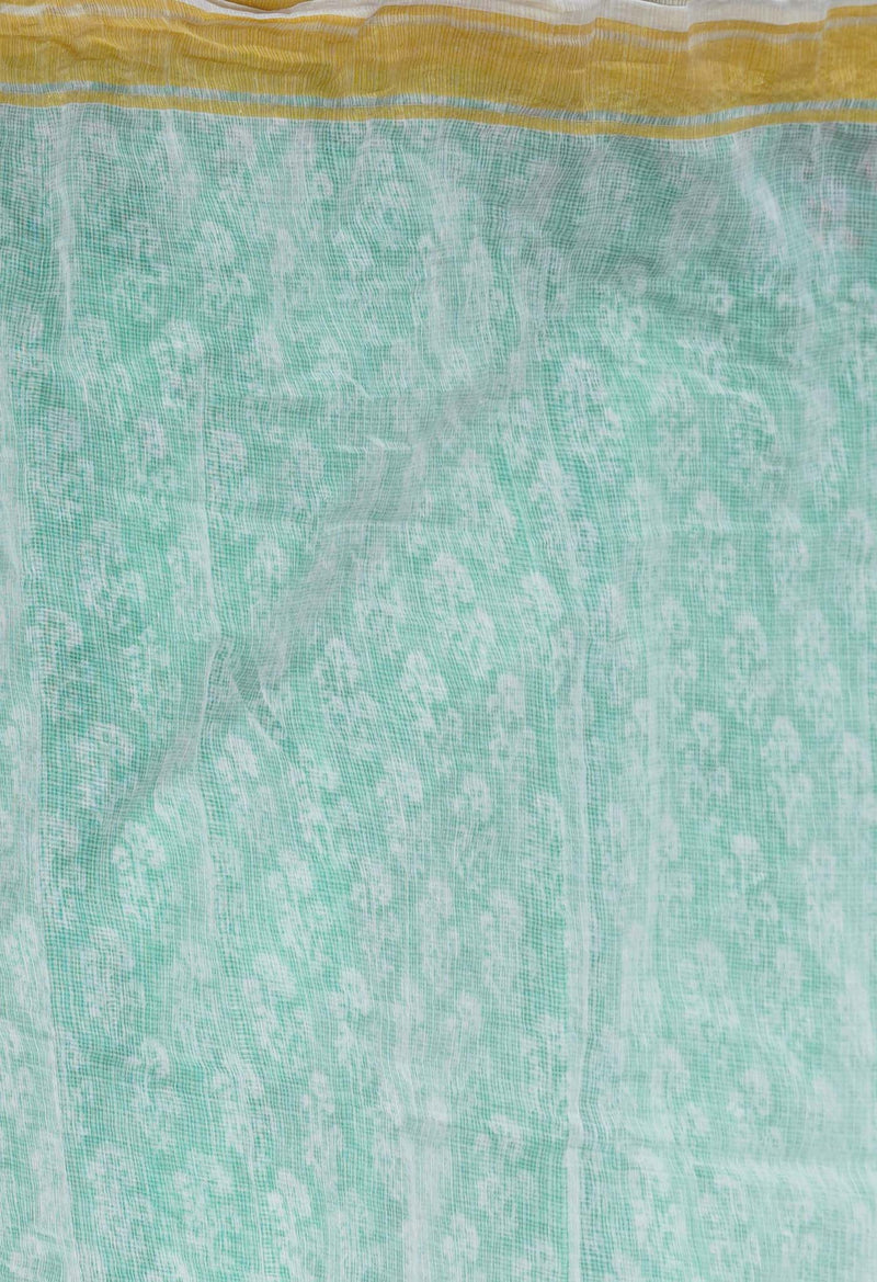 Green Pure Block Printed Kota Cotton Saree-UNM71494