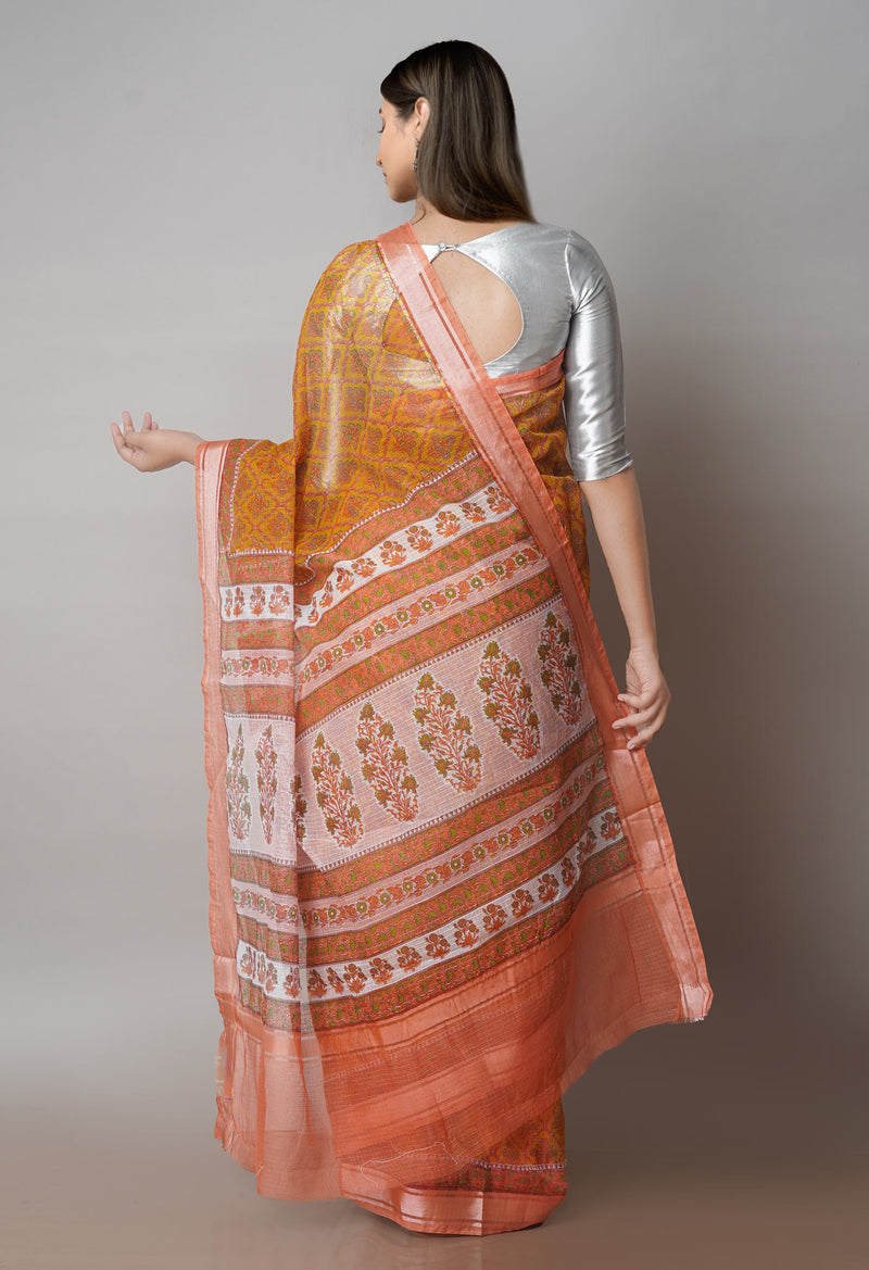 Mustard Yellow Pure Patola Printed Kota Cotton Saree-UNM71495