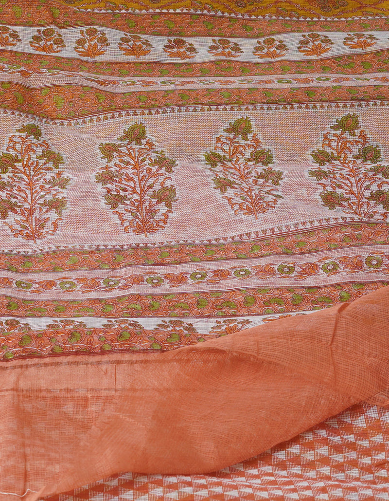 Mustard Yellow Pure Patola Printed Kota Cotton Saree-UNM71495
