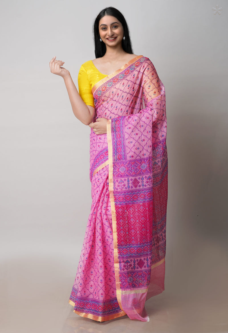 Pink Pure Patola Printed Kota Cotton Saree-UNM71496