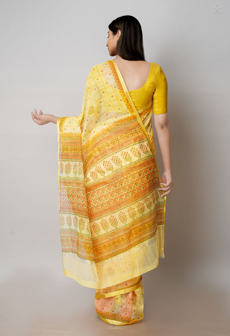 Orange Pure Patola Printed Kota Cotton Saree-UNM71497