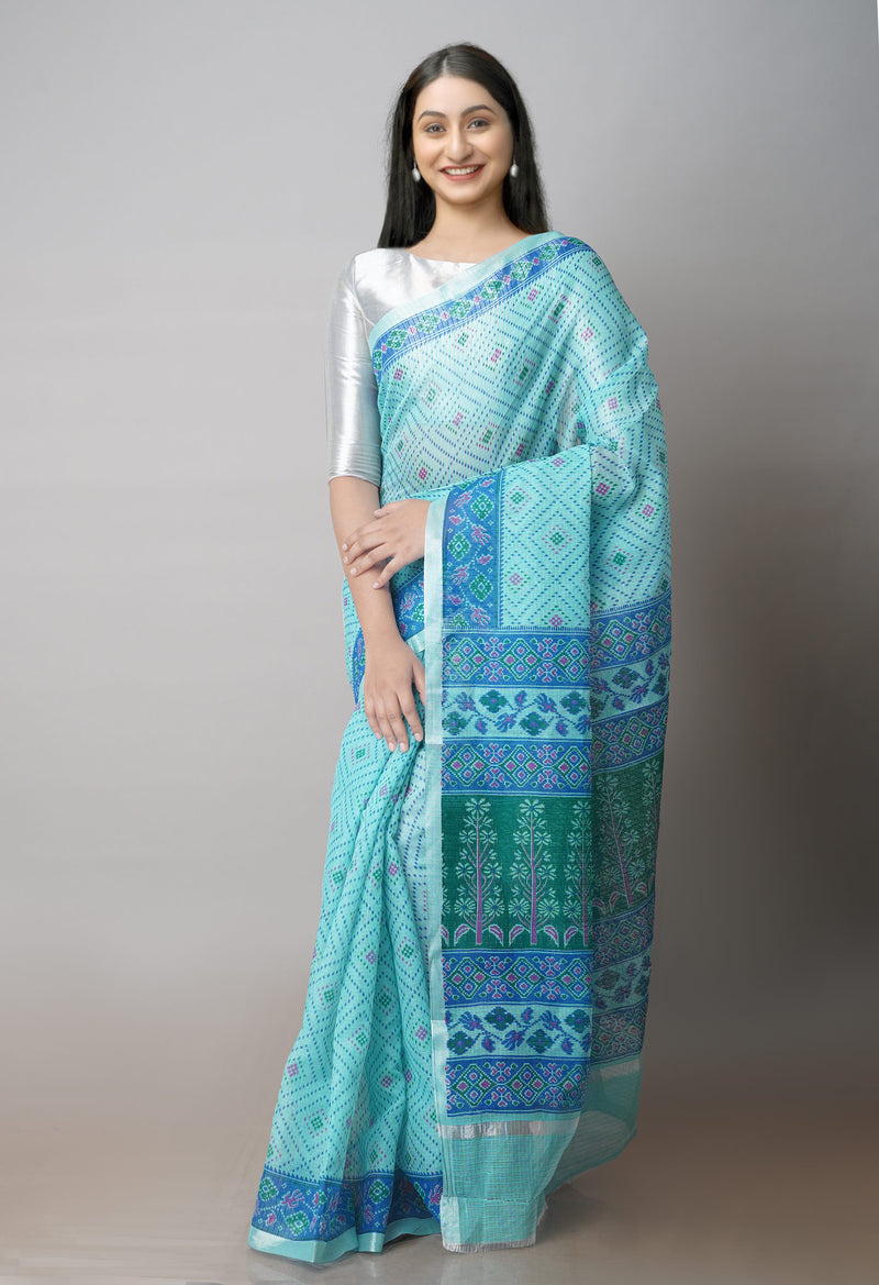 Sea Green Pure Patola Printed Kota Cotton Saree-UNM71499