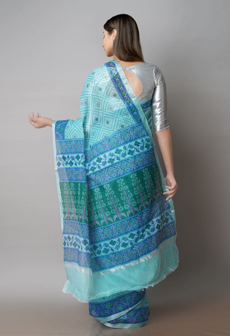 Sea Green Pure Patola Printed Kota Cotton Saree-UNM71499
