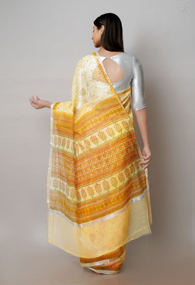Yellow Pure Patola Printed Kota Cotton Saree-UNM71500