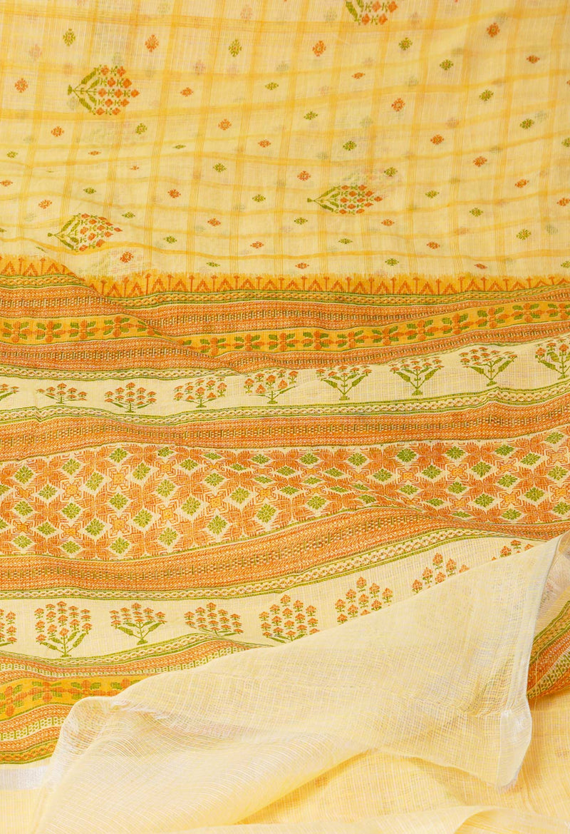 Yellow Pure Patola Printed Kota Cotton Saree-UNM71500