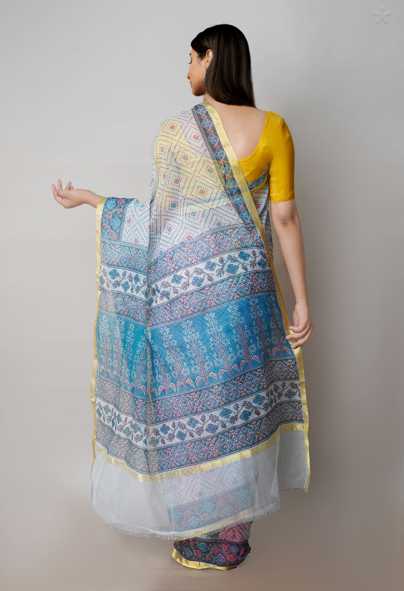 Light Blue Pure Patola Printed Kota Cotton Saree-UNM71506
