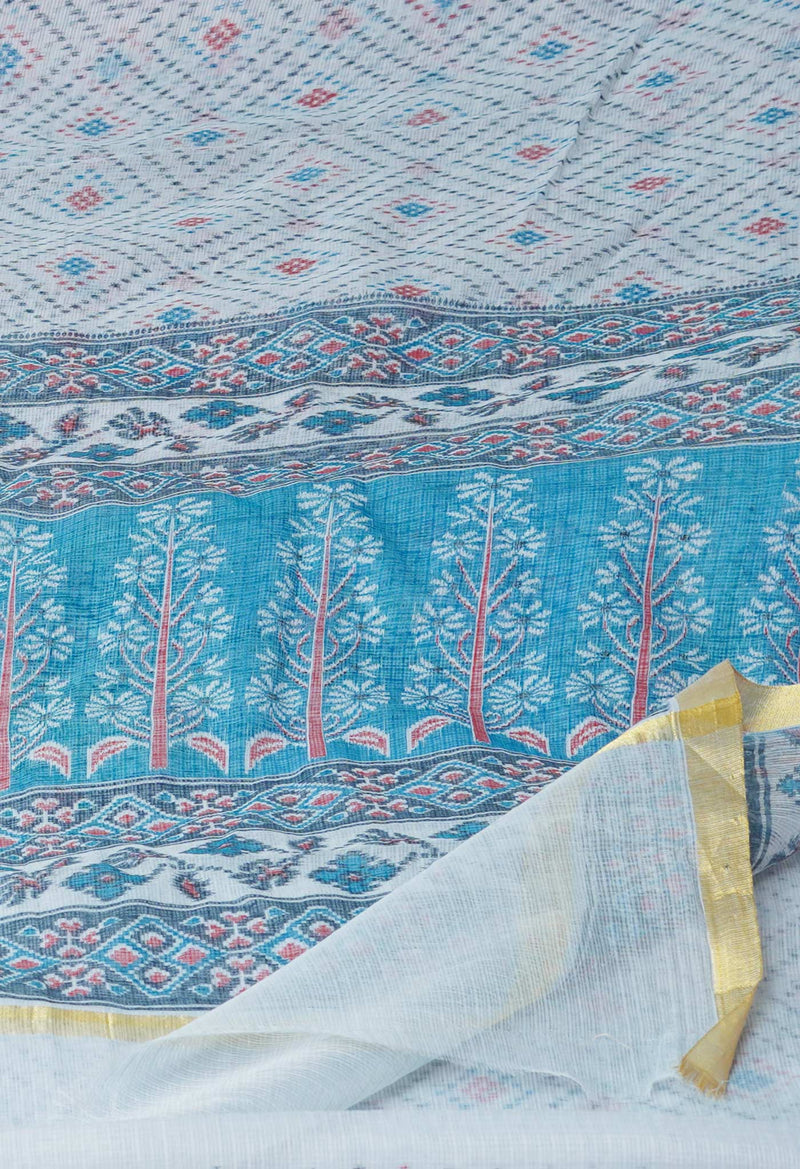 Light Blue Pure Patola Printed Kota Cotton Saree-UNM71506
