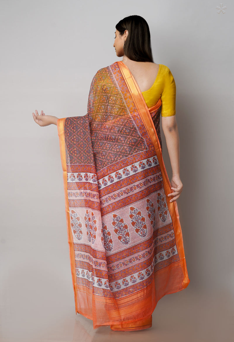 Dark Grey Pure Patola Printed Kota Cotton Saree-UNM71510