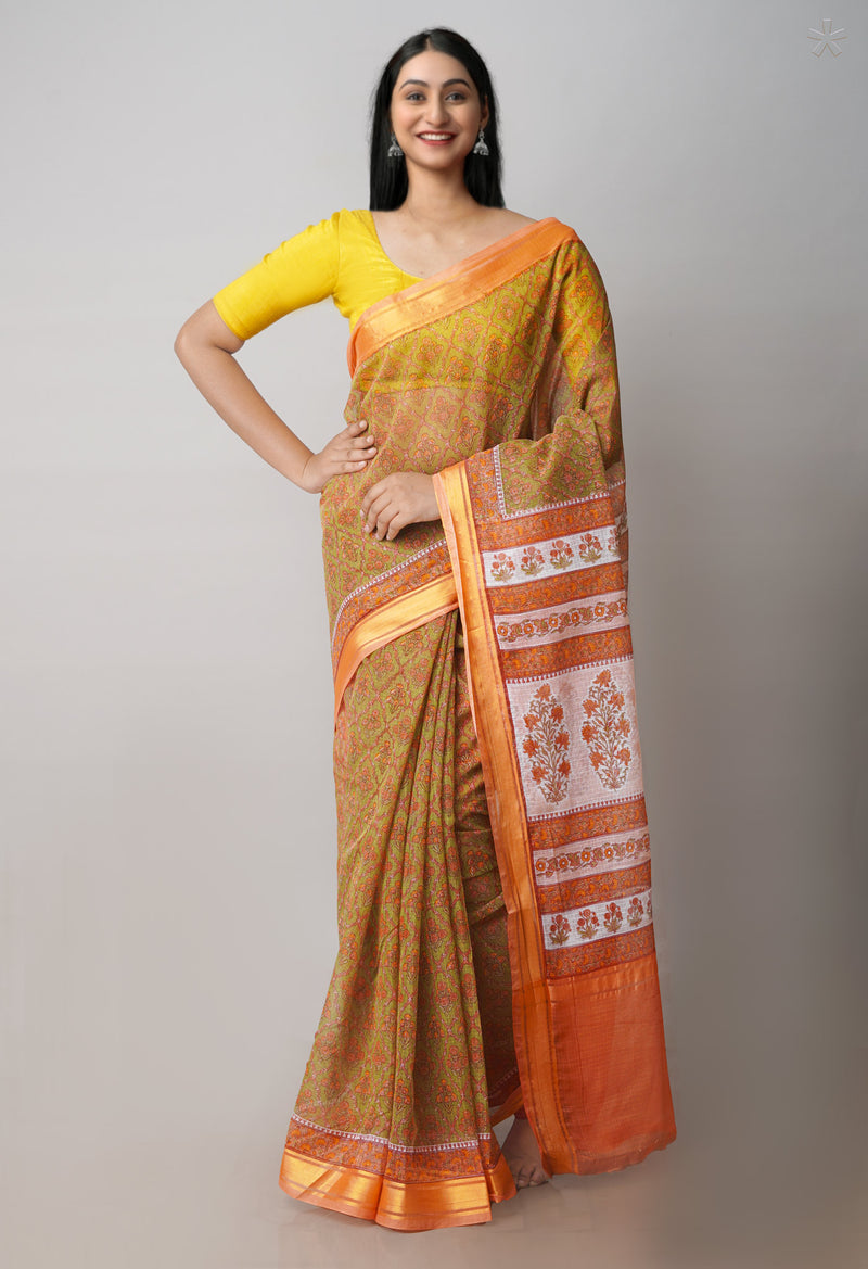 Green Pure Patola Printed Kota Cotton Saree-UNM71513