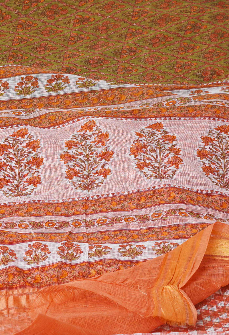 Green Pure Patola Printed Kota Cotton Saree-UNM71513